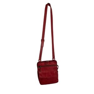 Vintage Fossil Red Leather Crossbody Shoulder Bag Boho‎ Retro Y2K Hippie Western